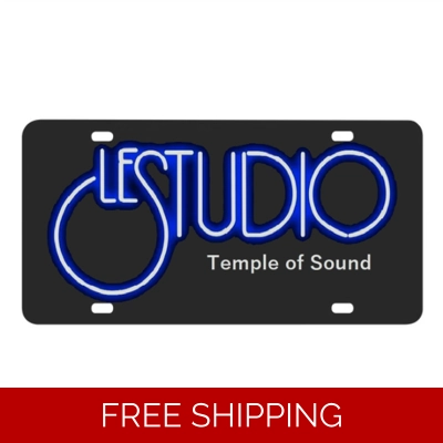 A Le Studio License Plates White & Blue logo TOS